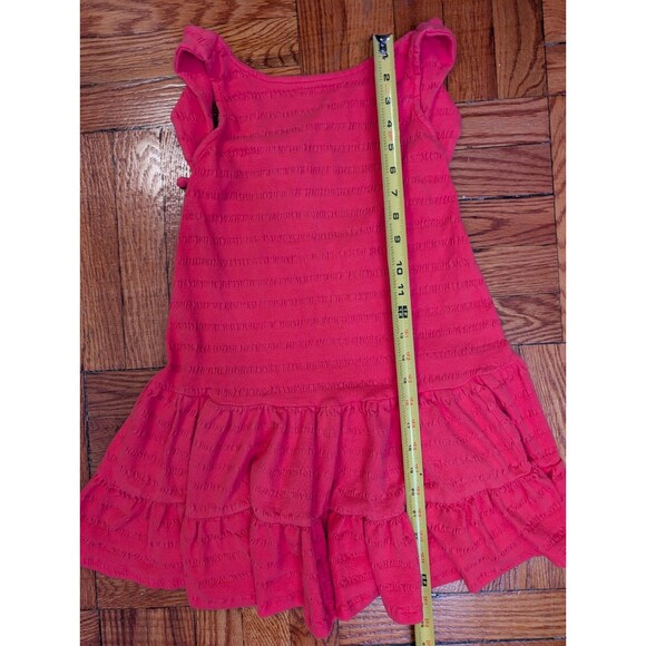 Anthropologie Mini Dress Sz XXSP Textured Flounce Open Back Ruffle Coral Pink - Picture 8 of 8